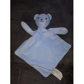 Doudou Plat Ours Ourson Futura Finances Bleu Ciel Bouche Yeux Gris Soft Toys Blankie Comforter Eveil Bebe Naissance Enfant Plush Peluche