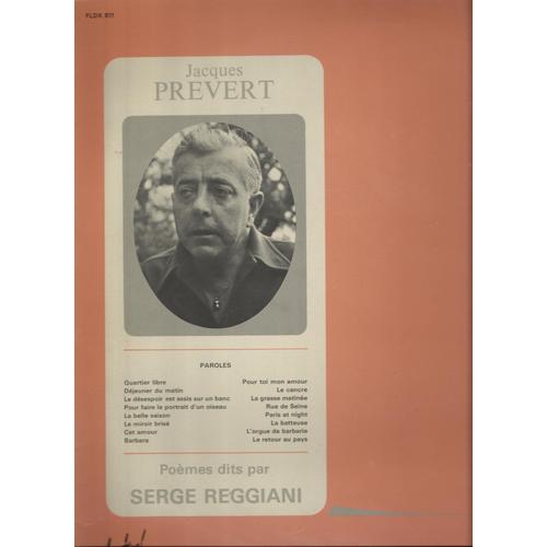 Jacques Prévert Poèmes Dits Par Serge Reggiani Quartier Libre Déjeuner Du Matin Le Désespoir Est Assis Sur Un Banc Pour Faire Le Portrait Dun