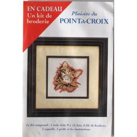 Kit Broderie Les Plaisirs Du Point De Croix Point De Croix Compte Animal Le Chaton Marron Tigre Rakuten