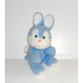 peluche lapin bleu et blanc