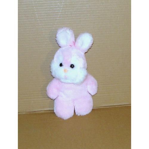 peluche lapin rose et blanc