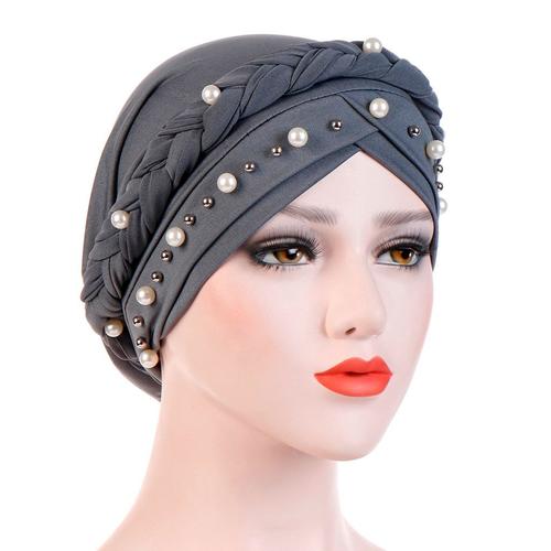 Fashion femmes musulmanes Fleur Maille Plume Chapeau Serre-tête coiffure turban Cap Wrap