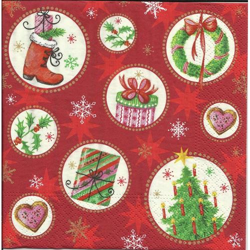 Lot De 2 Serviettes Déco Papier Boules De Noël