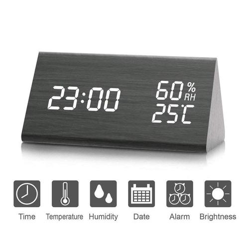 Mini LED R/éveil num/érique en Bois Bureau. #1 Reveil Matin /Électronique Num/érique LED Horloge de Bureau Affichage de la temp/érature de lheure Aliment/é par USB ou Batterie pour Maison
