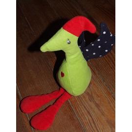 Oiseau Doudou Ikea Peluche Vert Rouge Noir Pois Blanc 28 Cms