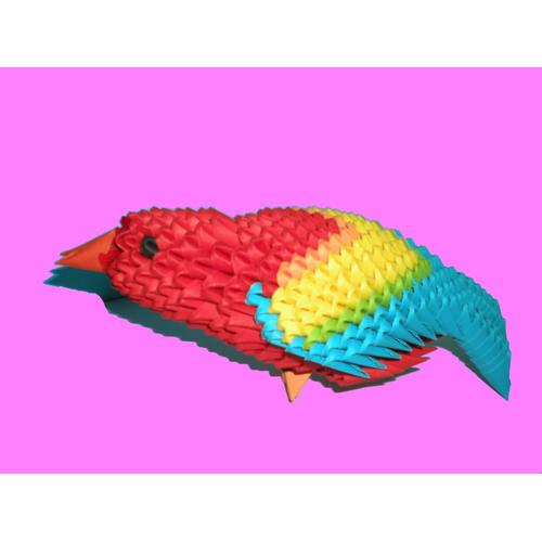 Oiseau Multicolore En Origami 3d