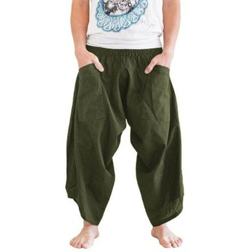 Pants /Ét/é Hommes Pantalon Confortable /À La Mode Nouveau Style Couleur Pure Chanvre Coton Pantalon