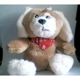 peluche chien blanc et marron