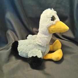 Peluche Doudou Autruche Oiseau Roda Blanc Jaune Noir Bleu Yeux Durs 27 Cm