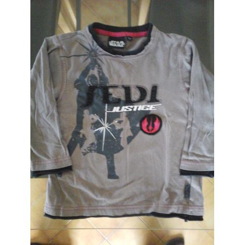 Petit Pull Type T Shirt Neuf Manche Longue Star Wars Jedi Dark Vador Guerre Des Etoiles Marron Chocolat Dessin Noir Rouge 5 Ans Idéal Cadeau