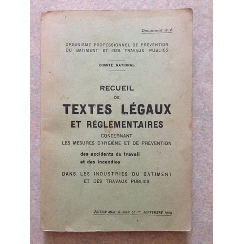 Recueil De Textes Légaux Et Réglementaires... Document N°8 | Rakuten