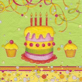 Serviette En Papier Motif Anniversaire Gateau Et 3 Bougies Sur Fond Vert Vif Largeur 33 Cm Longueur 33 Cm Rakuten