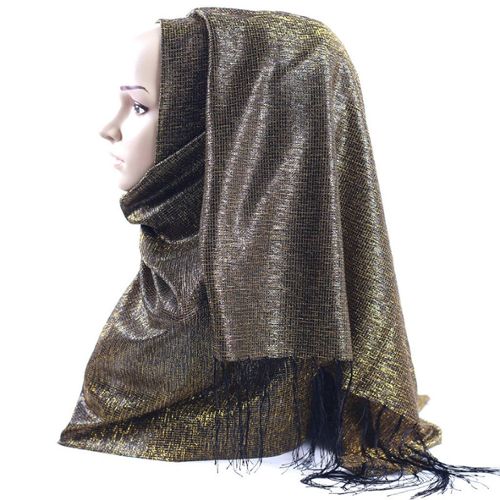 Femmes or Rose métallisé Feather Print Maxi Head Scarf Soft Touch hijab
