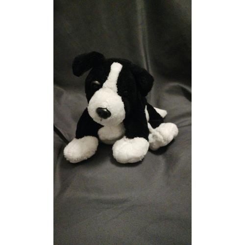 peluche chien noir et blanc