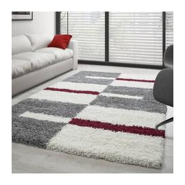 Tapis Gala Shaggy Designe Pile Longue Gris Blanc Rouge Rakuten