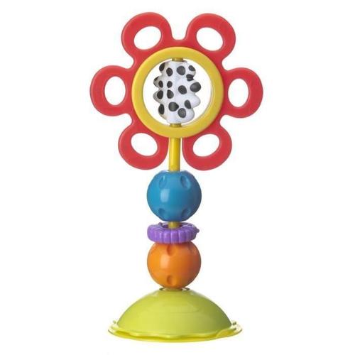 Anneau en bois Fleur 30 mm avec trous pour hochet bébé Rose foncé