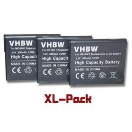 Vhbw Set 3 Batteries 600mah Appareil Photo Sony Cybershot Dsc W690