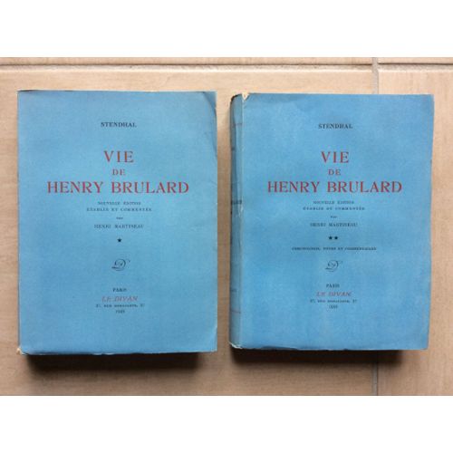 Vie De Henry Brulard Nouvelle édition établie Et Commentée Par Henri Martineau 2 Volumes - 